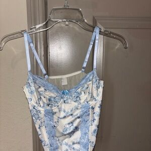 Floral Blue and White Women's Top